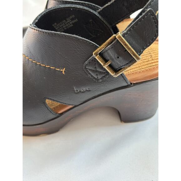 b.ø.c Born Leather Slingback Clogs Women’s 9 | Platform Heels Comfort Wood Look - Picture 6 of 7